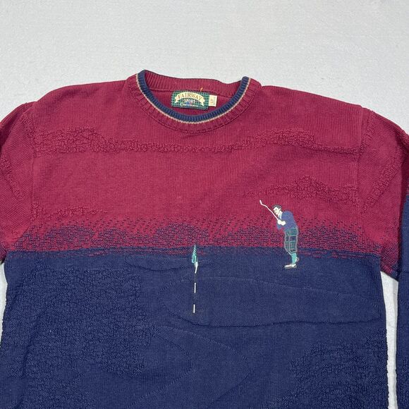 VTG Fairway Sport Sweater Men L Golf Cotton Pullover Burgundy Navy USA‎ Made - Picture 1 of 11